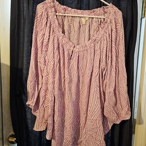 Terra & Sky Lavender Striped Peasant Tunic